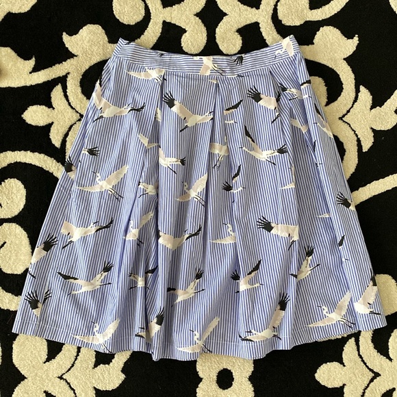 Who What Wear Dresses & Skirts - Who What Wear Blue and White Striped Midi A-Line Skater Skirt Sz 12